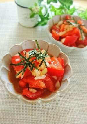 3分で簡単!トマトの和風オニオンサラダ-レシピのメイン写真