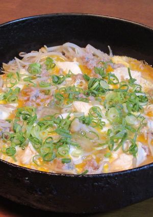 簡単！豚ひき肉と豆腐ともやしの卵とじ-レシピのメイン写真