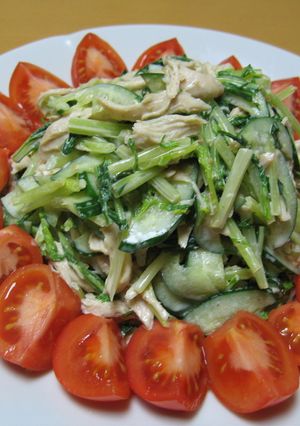 水菜と鶏ささみのごま和えサラダ✿-レシピのメイン写真