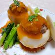 カブの肉詰め野菜ジュースあんかけ