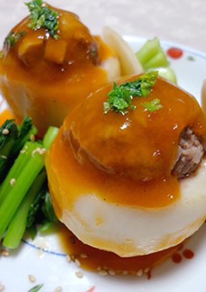 カブの肉詰め野菜ジュースあんかけ-レシピのメイン写真