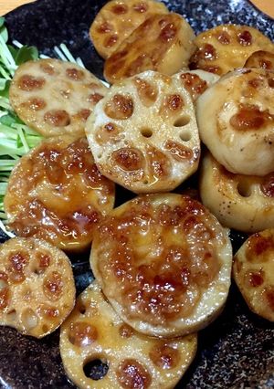 厚輪切りれんこんの甘辛肉詰め＊-レシピのメイン写真