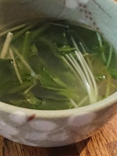 ほうれん草と水菜の梅昆布茶スープ-レシピのメイン写真