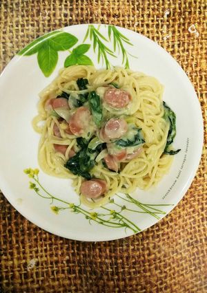 簡単☆市販のポタージュでクリームパスタ-レシピのメイン写真
