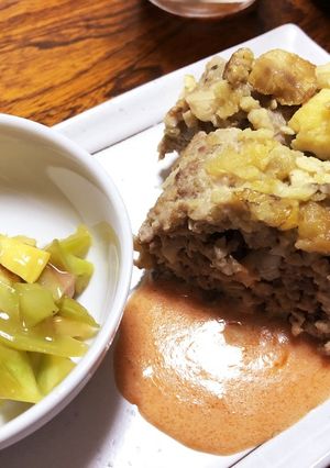 焼栗のせフライパンで簡単ミートローフ-レシピのメイン写真
