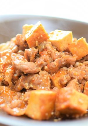簡単。厚揚げと豚こま切れ肉のピリ辛炒め!-レシピのメイン写真