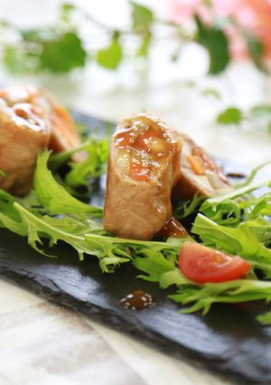 シャキシャキ野菜のぐるぐる肉巻き-レシピのメイン写真