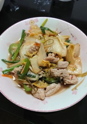 白菜漬けと豚肉の炒め物-レシピのメイン写真