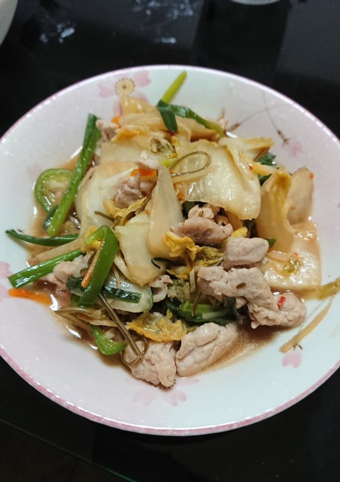 白菜漬けと豚肉の炒め物-レシピのメイン写真
