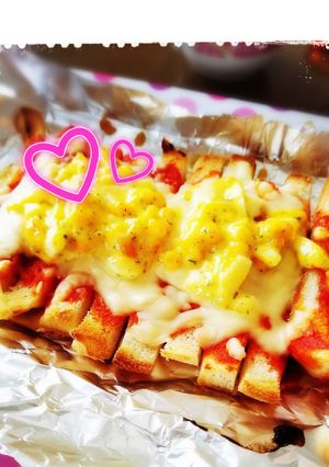 ♡朝ご飯に♪簡単パンの耳タルタルピザ♡-レシピのメイン写真