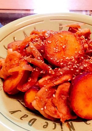 豚肉とさつまいもの甘辛蒸し焼き-レシピのメイン写真