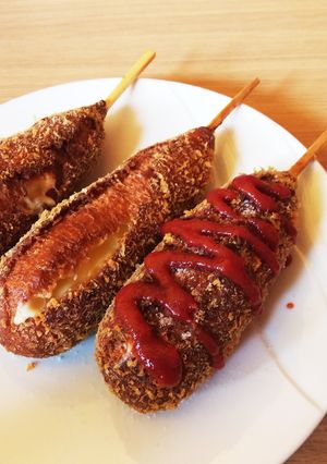 ＨＭと豆腐でふわサクびよ～んチーズドック-レシピのメイン写真
