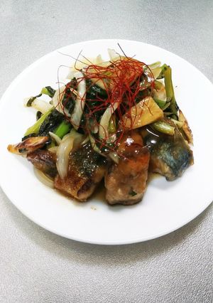 さばと春菊の甘酢炒め和え-レシピのメイン写真