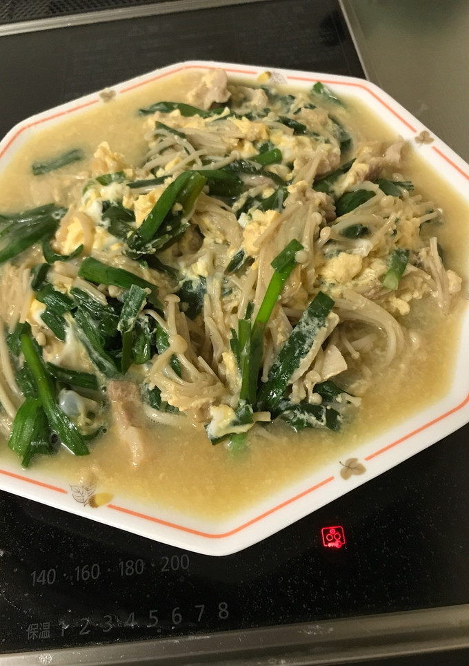 豚肉とニラ、えのきだけの卵とじ-レシピのメイン写真