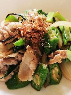 豚肉とオクラの塩昆布炒め-レシピのメイン写真