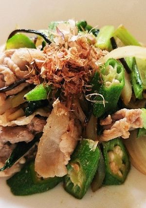 豚肉とオクラの塩昆布炒め-レシピのメイン写真