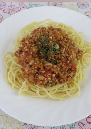 大豆入り特製ミートソースパスタ-レシピのメイン写真