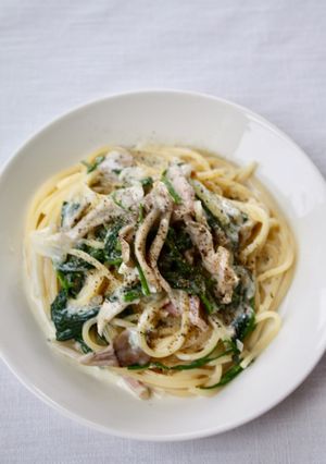 【舞茸ほうれん草のクリームパスタ】-レシピのメイン写真