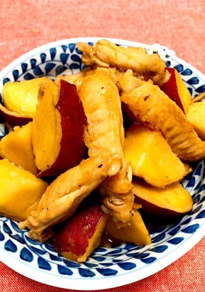 さつまいもと手羽中の煮物-レシピのメイン写真