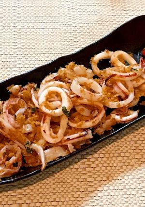 ヤリイカのバジルパン粉炒め-レシピのメイン写真