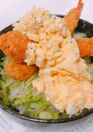 一人暮らしのタルタル海老フライ丼-レシピのメイン写真