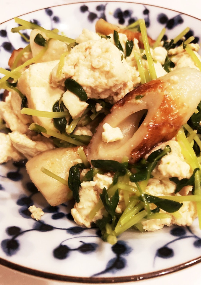 豆苗の豆腐チャンプルー-レシピのメイン写真