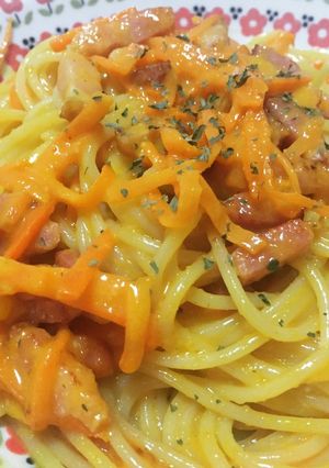 粉末スープでかぼちゃカルボナーラ-レシピのメイン写真
