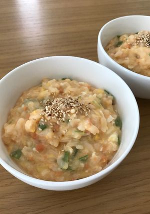 簡単★ネギと鮭フレークの卵雑炊-レシピのメイン写真