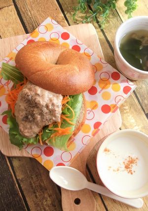 さんま味噌マヨ　ベーグルサンド-レシピのメイン写真