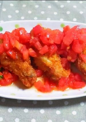 ドラムチキン唐揚げフレッシュトマトソース-レシピのメイン写真