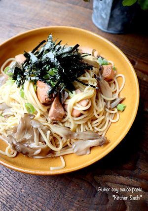 鮭と舞茸のバター醤油パスタ-レシピのメイン写真