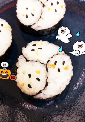 ハロウィン！簡単オバケの飾り巻き 寿司-レシピのメイン写真