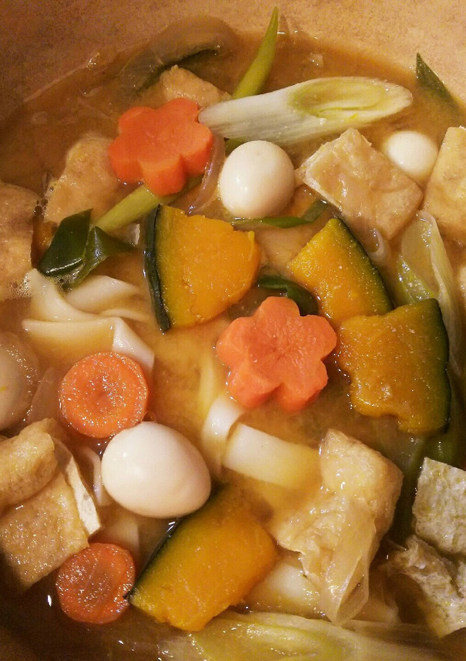 かぼちゃの味噌汁アレンジ！ほうとう鍋風-レシピのメイン写真