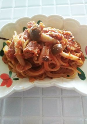 茹でない　簡単サバ缶トマトパスタ-レシピのメイン写真
