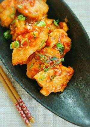 15分で完成♡鶏むね肉の甘酢ネギ炒め-レシピのメイン写真