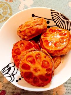甘辛でご飯が進む♡れんこんのはさみ焼き-レシピのメイン写真