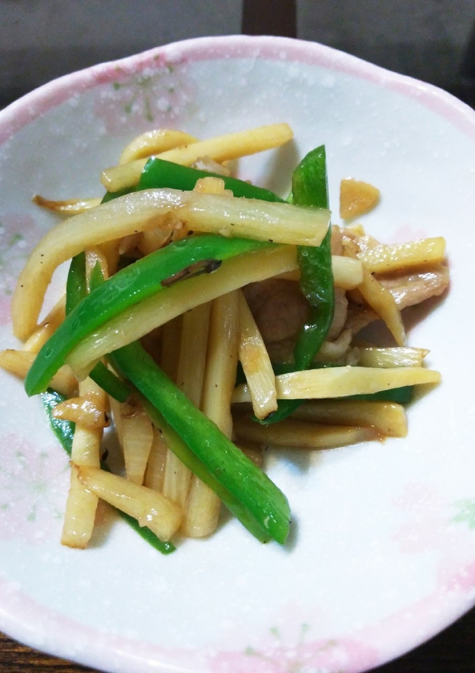 簡単！!豚コマ肉で青椒肉絲風炒め-レシピのメイン写真