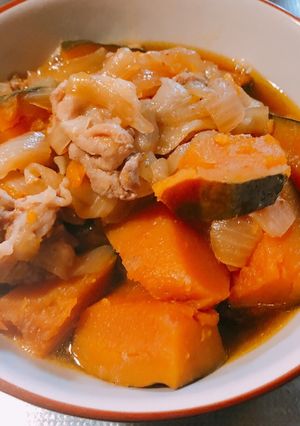 炊飯器で簡単!豚肉とかぼちゃの煮物-レシピのメイン写真