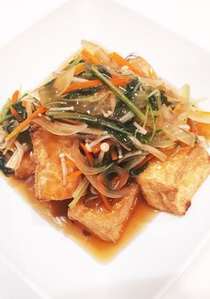 余り野菜でオッケー♪厚揚げの野菜あんかけ-レシピのメイン写真