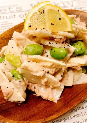 一人暮らしの梨と枝豆のツナマヨサラダ-レシピのメイン写真