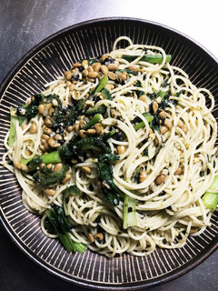 小松菜と納豆とゴーヤの昆布茶和風パスタ-レシピのメイン写真