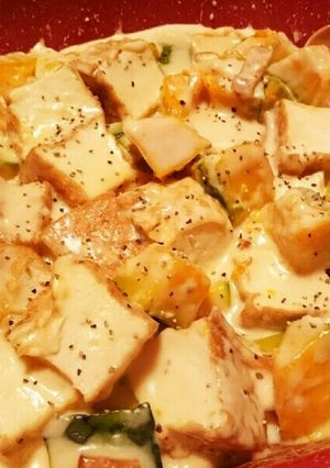 かぼちゃと厚揚げのカルボナーラ-レシピのメイン写真