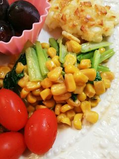 小松菜のコーンバター醤油炒め物-レシピのメイン写真