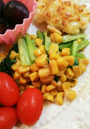 小松菜のコーンバター醤油炒め物-レシピのメイン写真