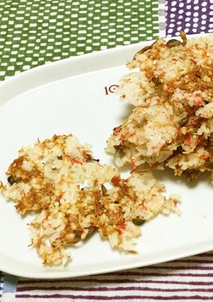 レンジで簡単☆残りご飯で⭐︎キノコ煎餅-レシピのメイン写真
