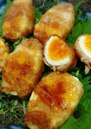 旨っ♥半月たまごの豚肉巻き(甘辛たれ)-レシピのメイン写真