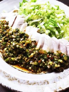 よだれ鶏♡湯通し春キャベツと-レシピのメイン写真