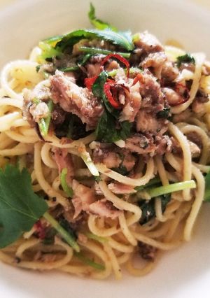 オイルサーディンとみつばの和風パスタ-レシピのメイン写真