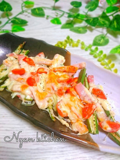 オクラとトマトベーコンの和風チーズ焼き♡-レシピのメイン写真