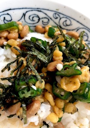 ちゃちゃっと!オクラ納豆たぬきご飯-レシピのメイン写真